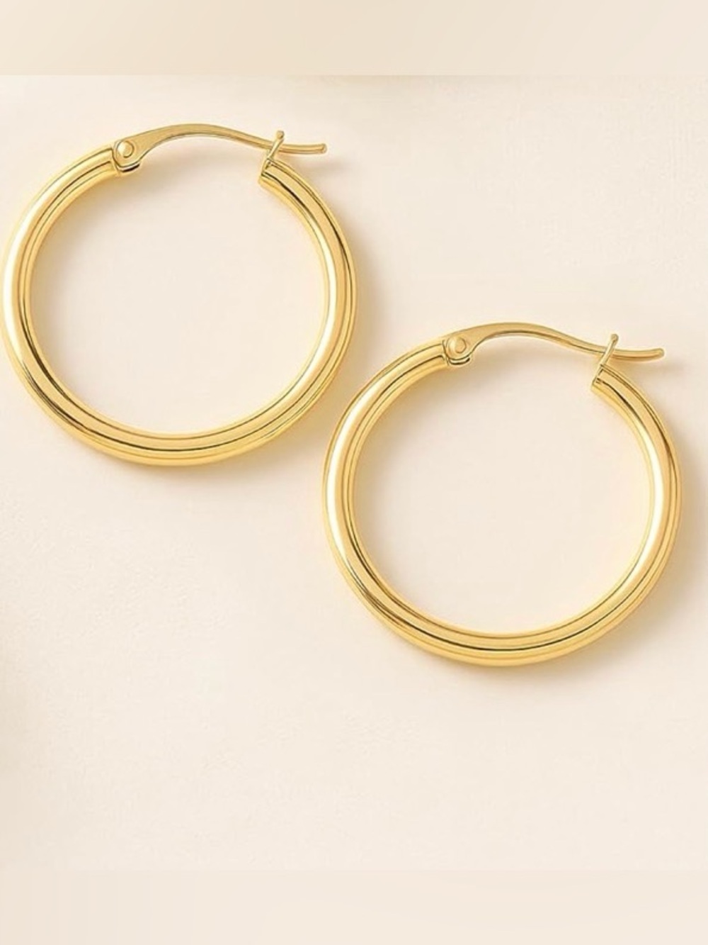 #115 Gold Plated Classic Hoop Earrings - Picture 3 of 4